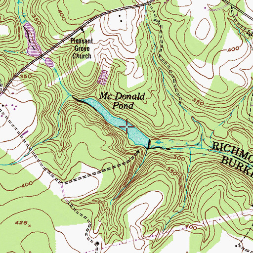Topographic Map of McDonald Pond, GA