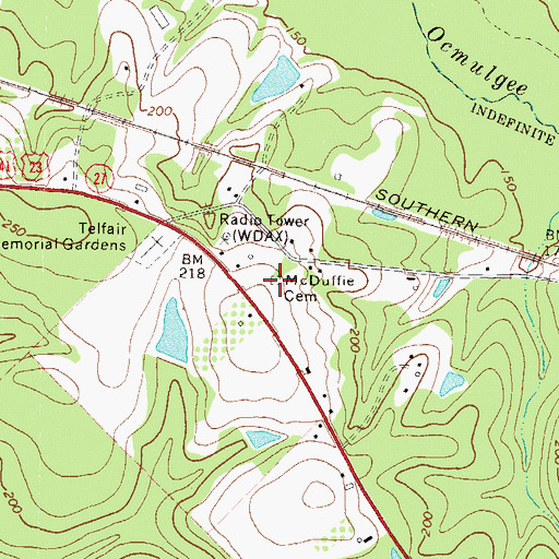 Topographic Map of McDuffie Cemetery, GA