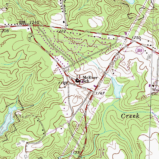 Topographic Map of McEver Elementary School, GA