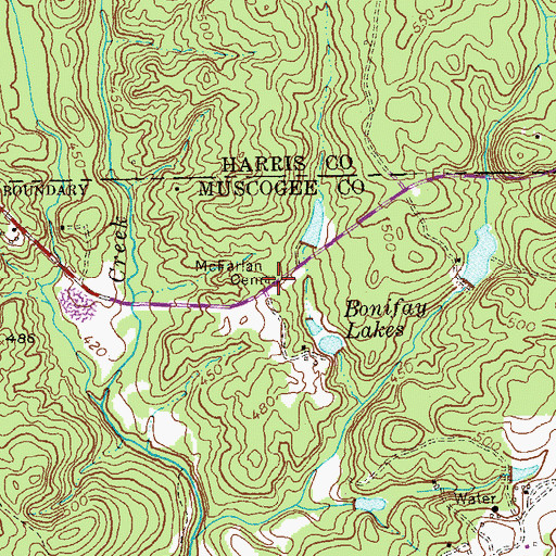 Topographic Map of McFarlan Cemetery, GA