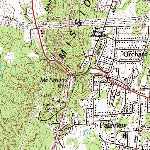 Topographic Map of McFarland Gap, GA