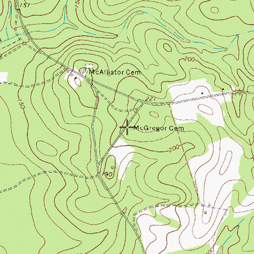Topographic Map of McGregor Cemetery, GA