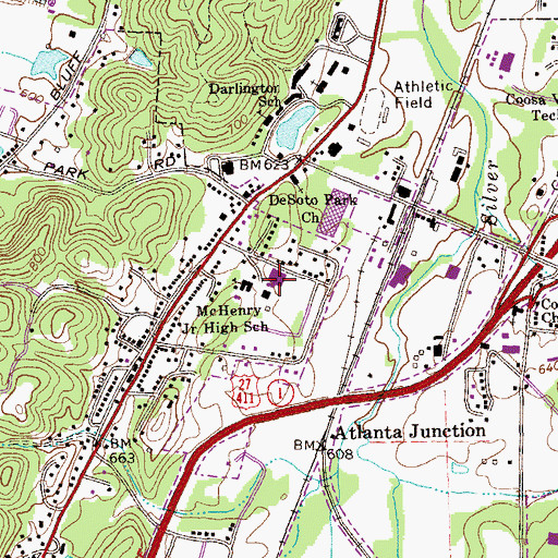 Topographic Map of McHenry Primary School, GA