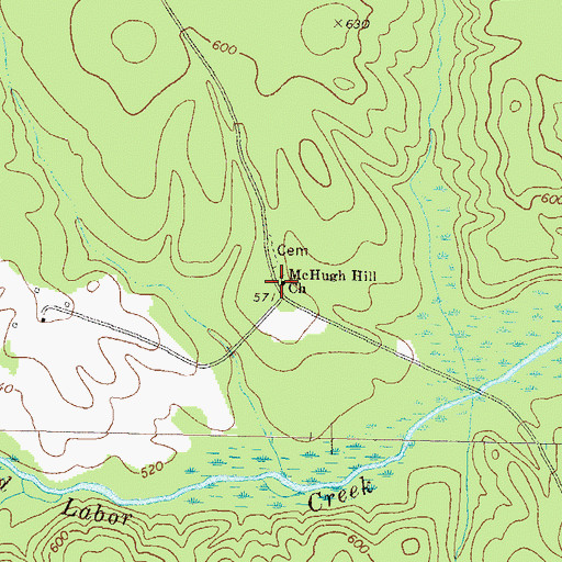 Topographic Map of McHugh Hill Church, GA