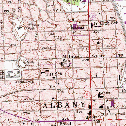 Topographic Map of McIntosh School, GA