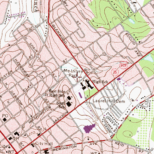 Topographic Map of McIntyre Park, GA