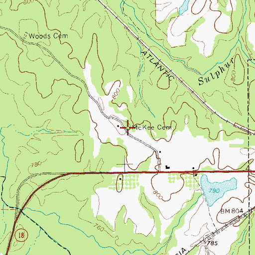 Topographic Map of McKee Cemetery, GA