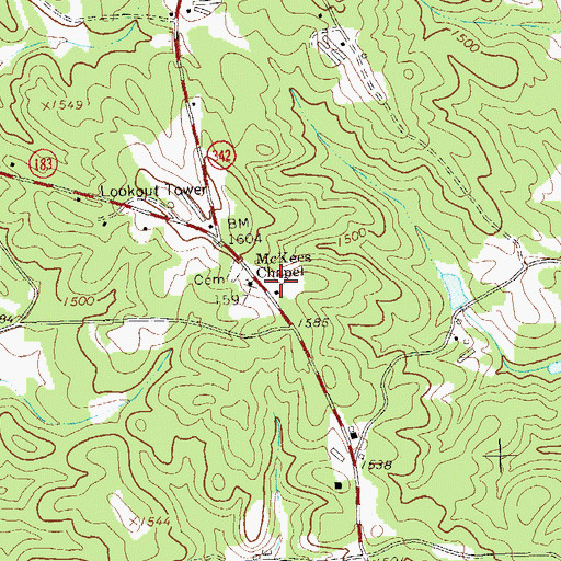 Topographic Map of McKees Chapel, GA