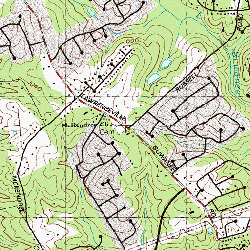 Topographic Map of McKendree Church, GA