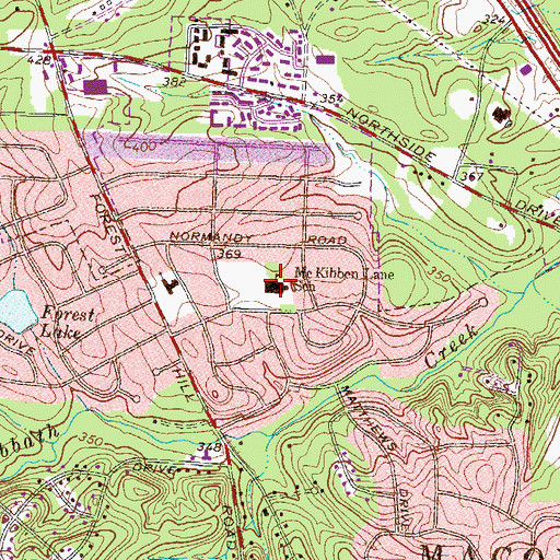 Topographic Map of McKibben Lane School, GA