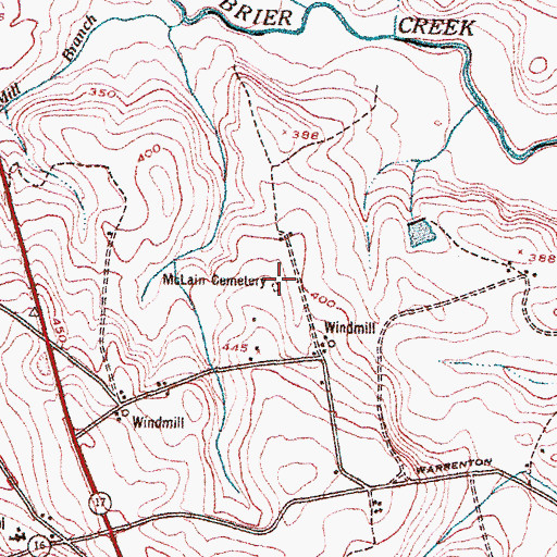 Topographic Map of McLain Cemetery, GA