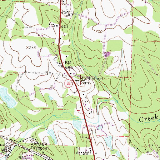 Topographic Map of McMichael Cemetery, GA