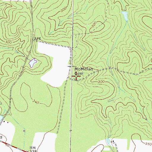 Topographic Map of McMillan Cemetery, GA