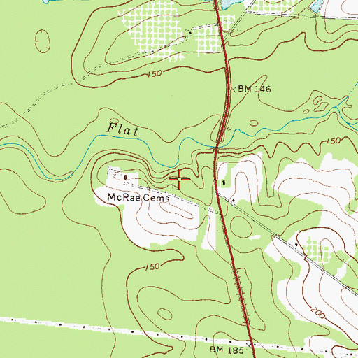 Topographic Map of McRae Cemeteries, GA