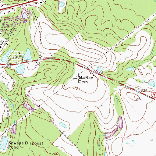 Topographic Map of McRae Cemetery, GA