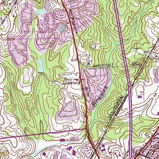 Topographic Map of Mealing Cemetery, GA