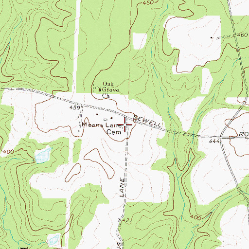 Topographic Map of Means Lane Cemetery, GA