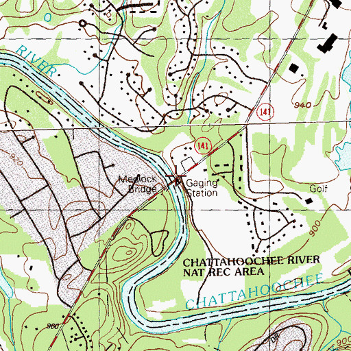 Topographic Map of Medlock Bridge, GA