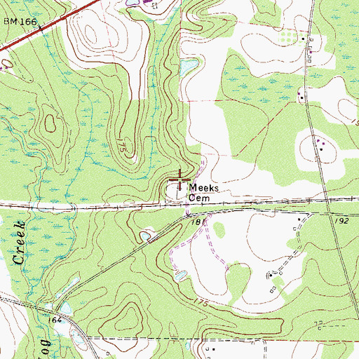 Topographic Map of Meeks Cemetery, GA