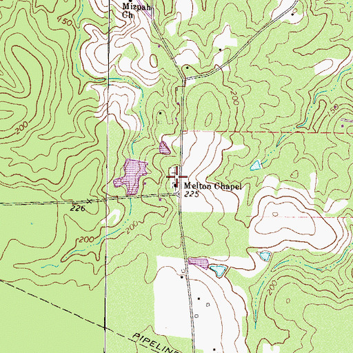 Topographic Map of Meltons Chapel United Methodist Church, GA