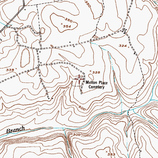 Topographic Map of Melton Place Cemetery, GA