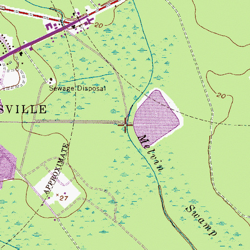 Topographic Map of Melvin Swamp, GA