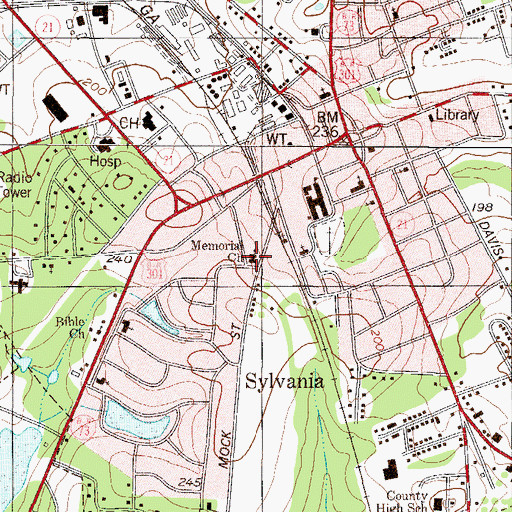 Topographic Map of Memorial Church, GA