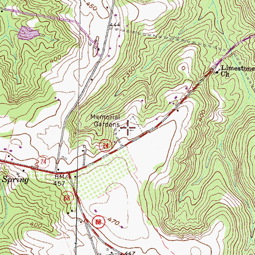Topographic Map of Memorial Gardens, GA