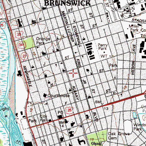Topographic Map of Memorial School, GA