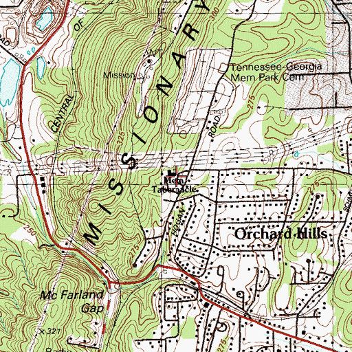 Topographic Map of Memorial Tabernacle, GA
