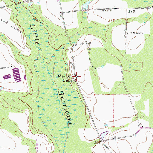 Topographic Map of Mercer Cemetery, GA