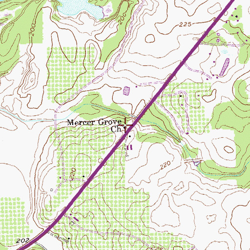 Topographic Map of Mercer Grove Church, GA