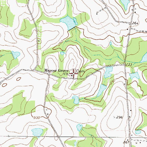 Topographic Map of Mercer Grove Church, GA