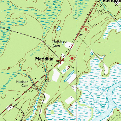 Topographic Map of Meridian, GA
