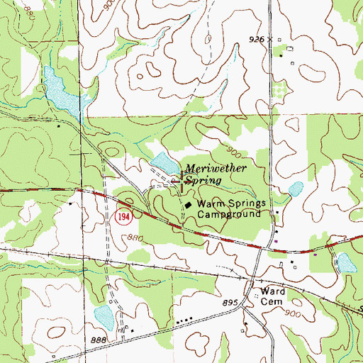 Topographic Map of Meriwether Spring, GA