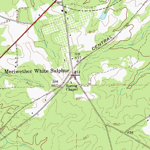 Topographic Map of Meriwether White Sulphur, GA