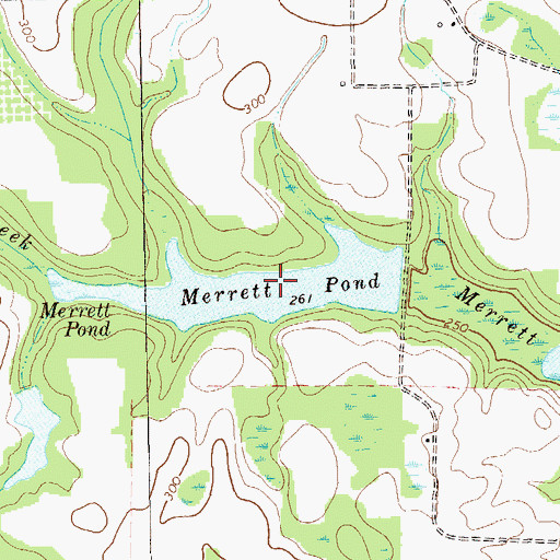 Topographic Map of Merrett Pond, GA