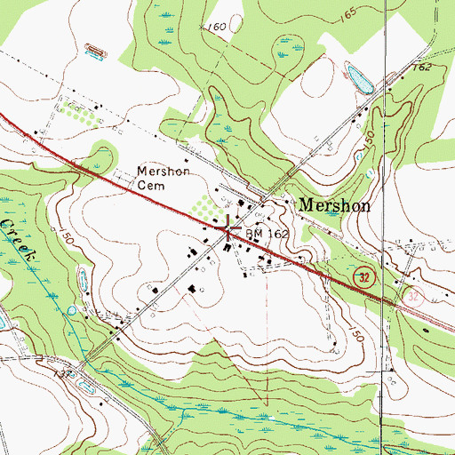 Topographic Map of Mershon, GA