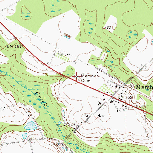 Topographic Map of Mershon Cemetery, GA
