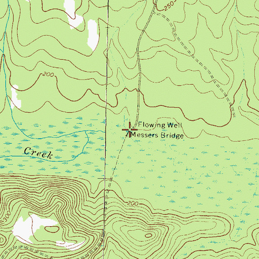 Topographic Map of Messers Bridge, GA