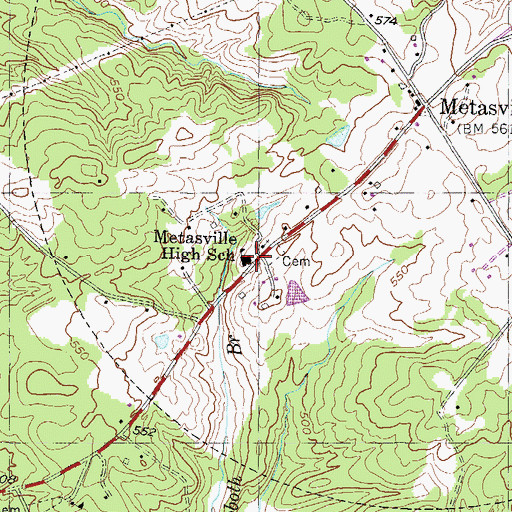 Topographic Map of Metasville High School, GA