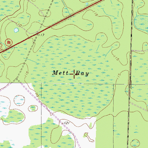 Topographic Map of Mett Bay, GA