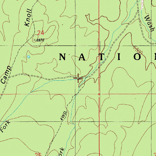 Topographic Map of Middle Fork Buckskin Wash, AZ