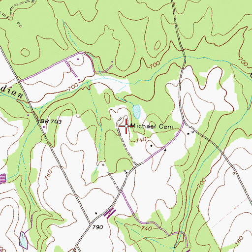 Topographic Map of Michael Cemetery, GA