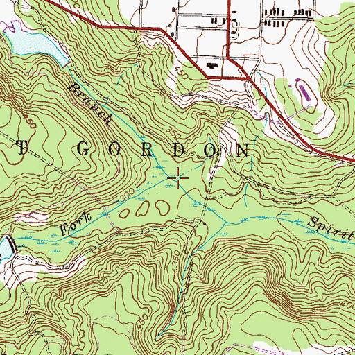 Topographic Map of Middle Fork Spirit Creek, GA