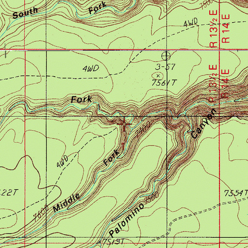 Topographic Map of Middle Fork Palomino Canyon, AZ