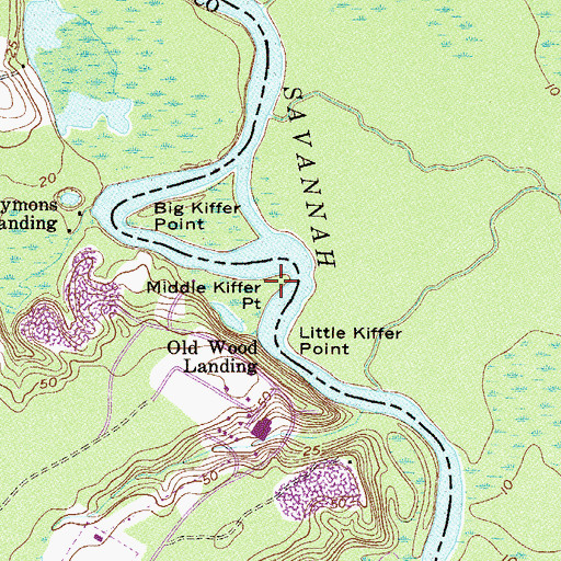 Topographic Map of Middle Kiffer Point, GA