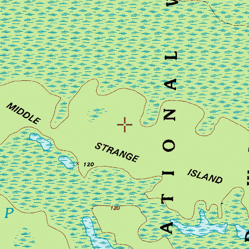Topographic Map of Middle Strange Island, GA