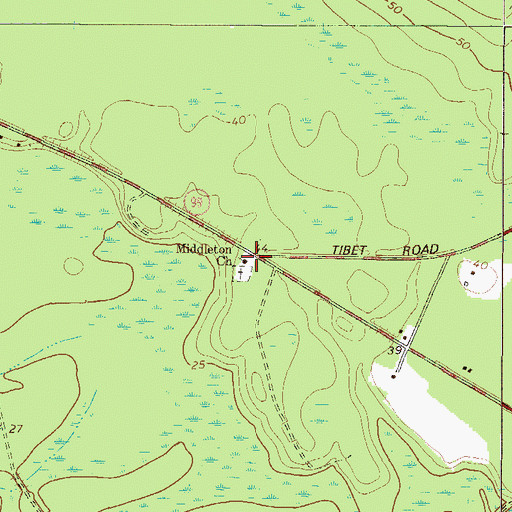 Topographic Map of Middleton Church, GA