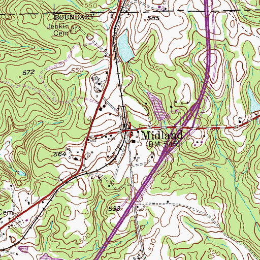 Topographic Map of Midland, GA